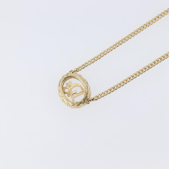 Christian Dior Necklace Metal Gold Tone Auth 208534