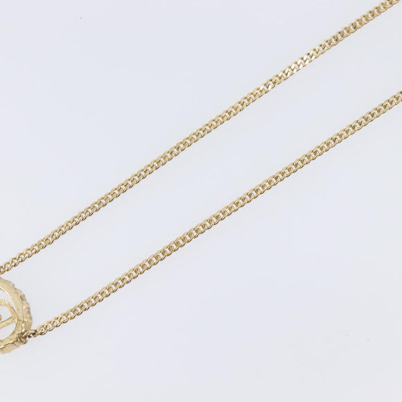 Christian Dior Necklace Metal Gold Tone Auth 208534