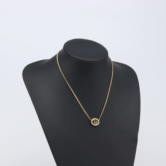Christian Dior Necklace Metal Gold Tone Auth 208534