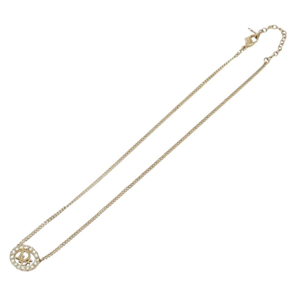Christian Dior Necklace Metal Gold Tone Auth 208534