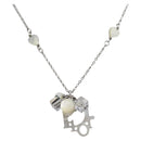 Christian Dior Necklace Metal Silver White Auth 208535V-1