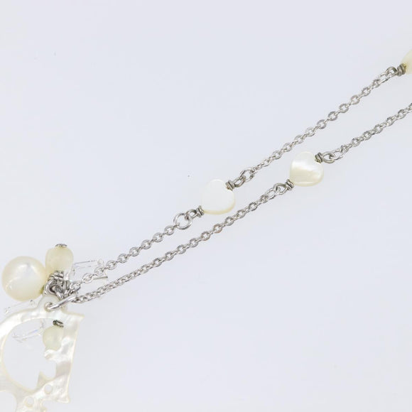 Christian Dior Necklace Metal Silver White Auth 208535V