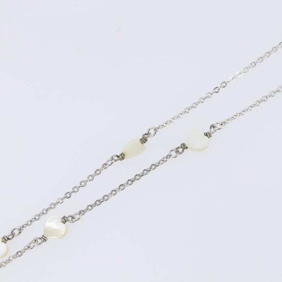 Christian Dior Necklace Metal Silver White Auth 208535V