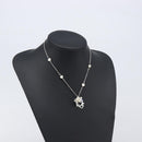 Christian Dior Necklace Metal Silver White Auth 208535V-14