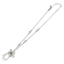 Christian Dior Necklace Metal Silver White Auth 208535V-2
