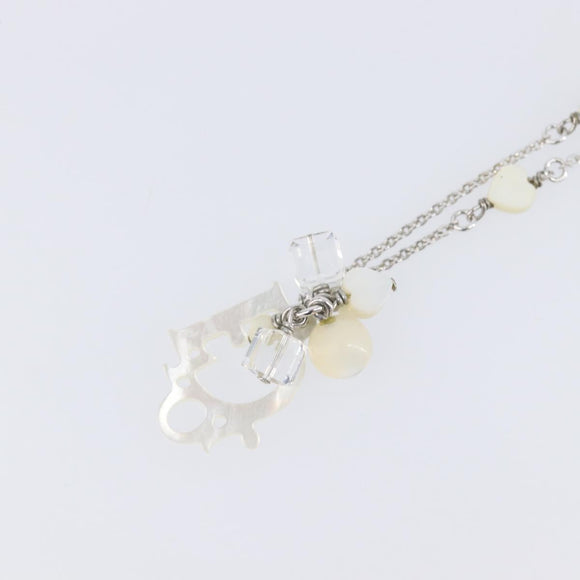 Christian Dior Necklace Metal Silver White Auth 208535V