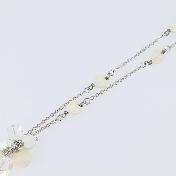 Christian Dior Necklace Metal Silver White Auth 208535V