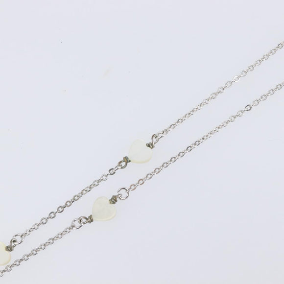 Christian Dior Necklace Metal Silver White Auth 208535V