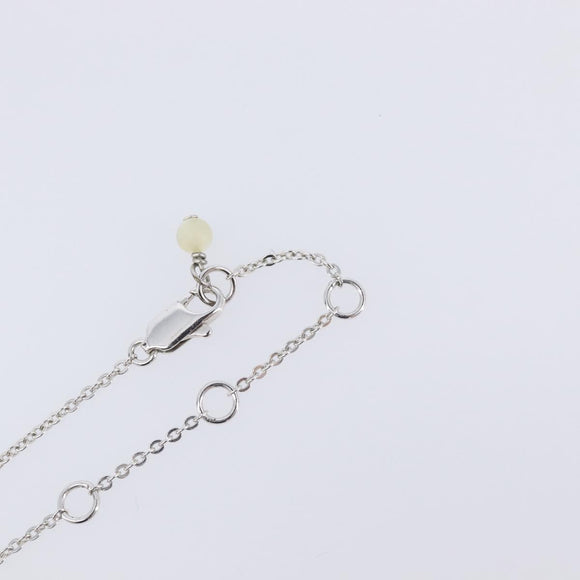 Christian Dior Necklace Metal Silver White Auth 208535V