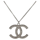 CHANEL COCO Mark Necklace Metal Silver CC Auth 208536M-1