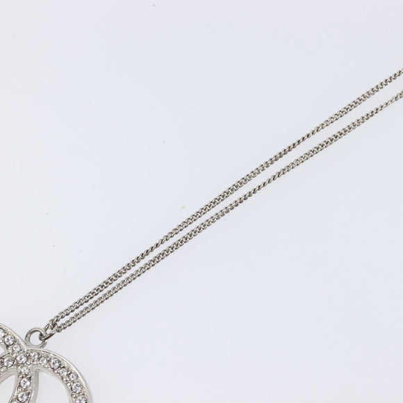 CHANEL COCO Mark Necklace Metal Silver CC Auth 208536M