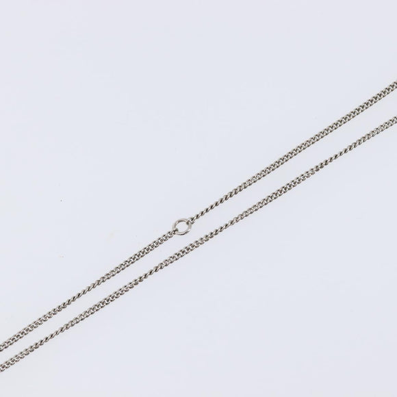 CHANEL COCO Mark Necklace Metal Silver CC Auth 208536M