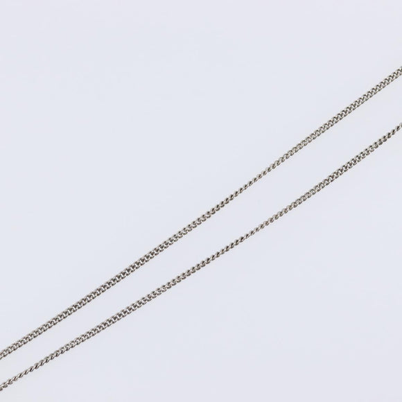 CHANEL COCO Mark Necklace Metal Silver CC Auth 208536M