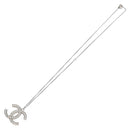 CHANEL COCO Mark Necklace Metal Silver CC Auth 208536M-2