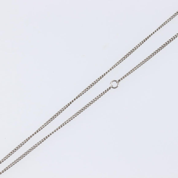 CHANEL COCO Mark Necklace Metal Silver CC Auth 208536M