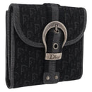Christian Dior Trotter Canvas Wallet Black Silver Auth 208541V-1