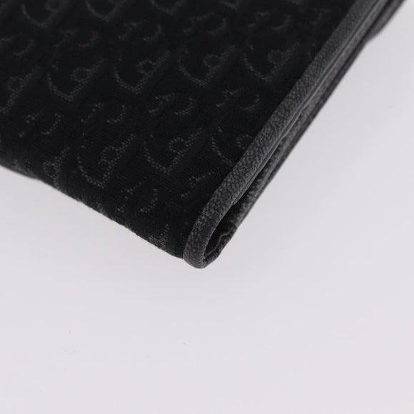 Christian Dior Trotter Canvas Wallet Black Silver Auth 208541V