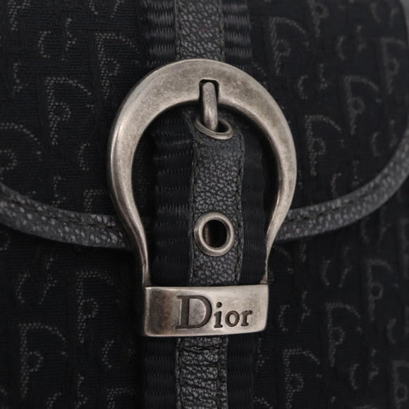 Christian Dior Trotter Canvas Wallet Black Silver Auth 208541V