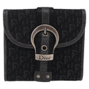 Christian Dior Trotter Canvas Wallet Black Silver Auth 208541V-2