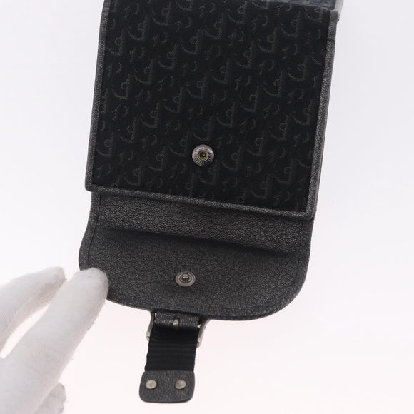 Christian Dior Trotter Canvas Wallet Black Silver Auth 208541V