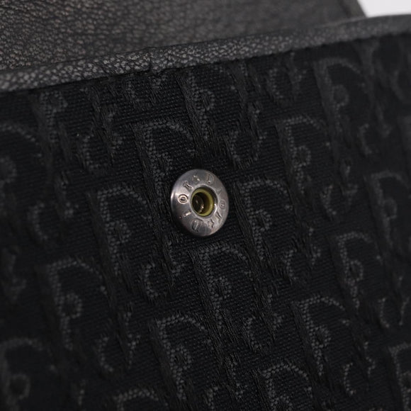 Christian Dior Trotter Canvas Wallet Black Silver Auth 208541V