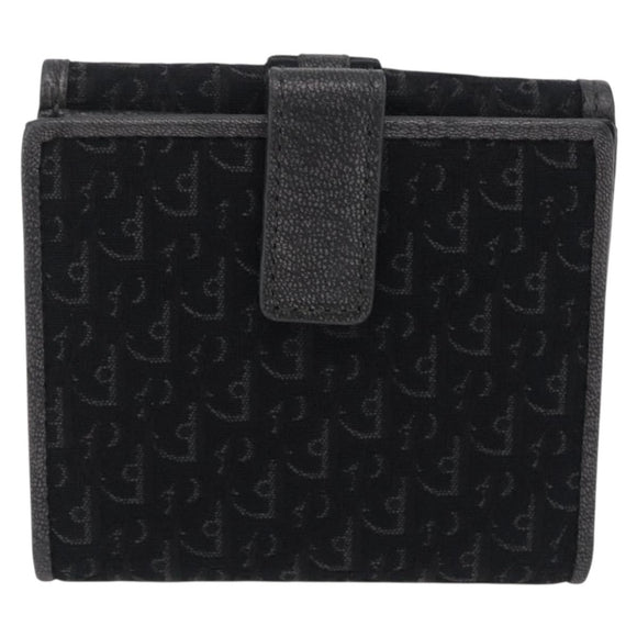 Christian Dior Trotter Canvas Wallet Black Silver Auth 208541V