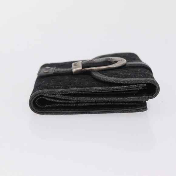 Christian Dior Trotter Canvas Wallet Black Silver Auth 208541V