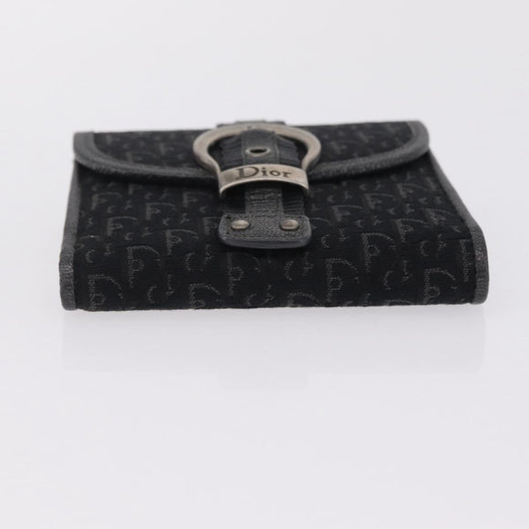 Christian Dior Trotter Canvas Wallet Black Silver Auth 208541V