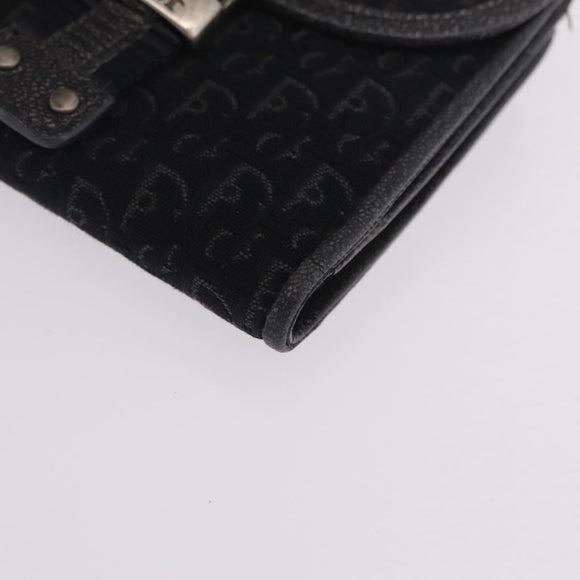 Christian Dior Trotter Canvas Wallet Black Silver Auth 208541V