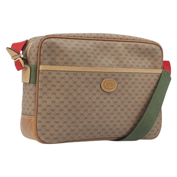GUCCI Micro GG Web Sherry Line Shoulder Bag PVC Beige 019 43 0107 Auth 208544A