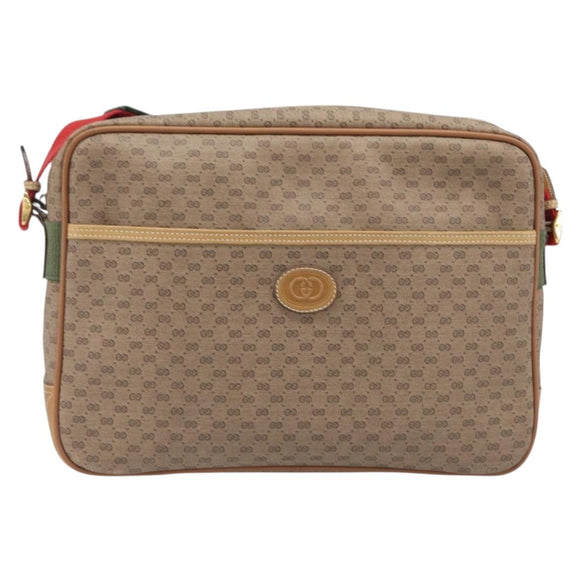 GUCCI Micro GG Web Sherry Line Shoulder Bag PVC Beige 019 43 0107 Auth 208544A