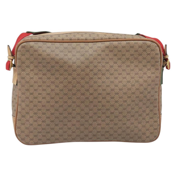GUCCI Micro GG Web Sherry Line Shoulder Bag PVC Beige 019 43 0107 Auth 208544A