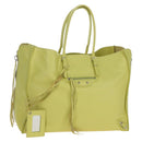 Balenciaga The Paper Hand Bag Leather Light Yellow Silver 236701 Auth 208550V-1