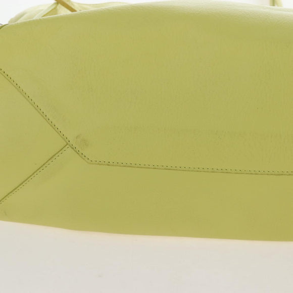 Balenciaga The Paper Hand Bag Leather Light Yellow Silver 236701 Auth 208550V