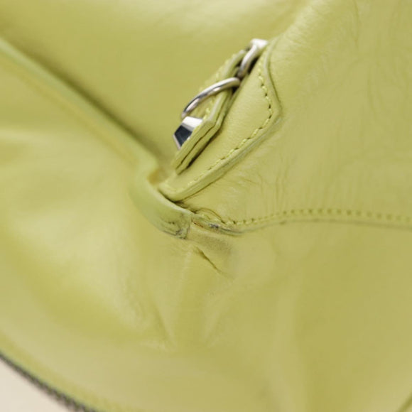 Balenciaga The Paper Hand Bag Leather Light Yellow Silver 236701 Auth 208550V
