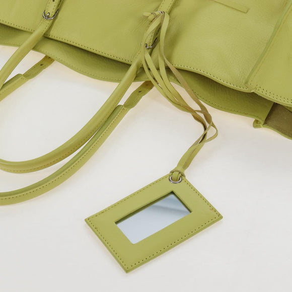 Balenciaga The Paper Hand Bag Leather Light Yellow Silver 236701 Auth 208550V