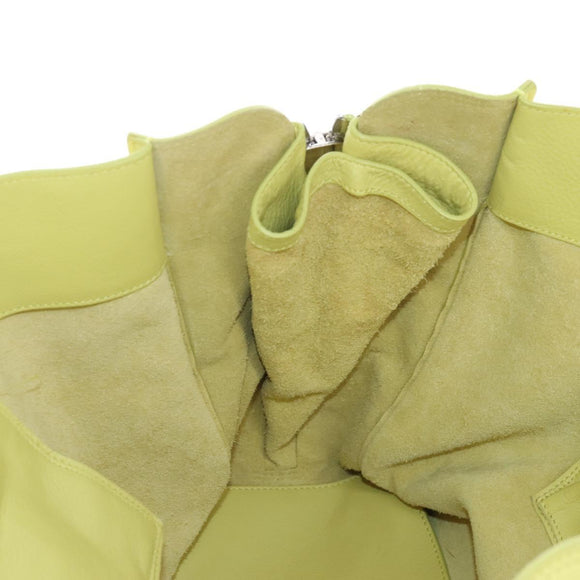 Balenciaga The Paper Hand Bag Leather Light Yellow Silver 236701 Auth 208550V