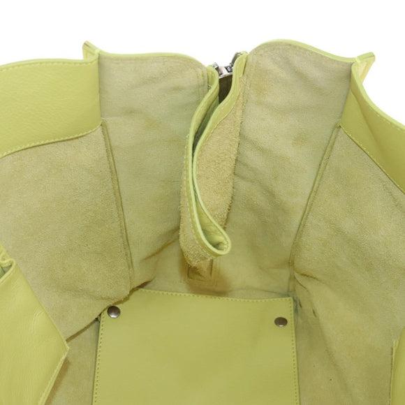 Balenciaga The Paper Hand Bag Leather Light Yellow Silver 236701 Auth 208550V