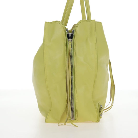 Balenciaga The Paper Hand Bag Leather Light Yellow Silver 236701 Auth 208550V