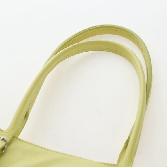 Balenciaga The Paper Hand Bag Leather Light Yellow Silver 236701 Auth 208550V