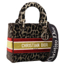 Christian Dior Leopard Velvet D-light Bag Velor 2way Brown Gold Auth 208553SAM-1