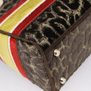 Christian Dior Leopard Velvet D-light Bag Velor 2way Brown Gold Auth 208553SAM-15