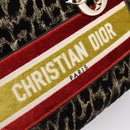Christian Dior Leopard Velvet D-light Bag Velor 2way Brown Gold Auth 208553SAM-17