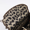Christian Dior Leopard Velvet D-light Bag Velor 2way Brown Gold Auth 208553SAM-19