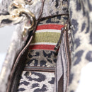 Christian Dior Leopard Velvet D-light Bag Velor 2way Brown Gold Auth 208553SAM-22