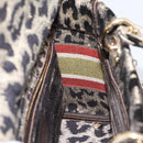 Christian Dior Leopard Velvet D-light Bag Velor 2way Brown Gold Auth 208553SAM-23