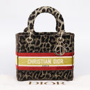 Christian Dior Leopard Velvet D-light Bag Velor 2way Brown Gold Auth 208553SAM-29