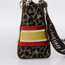 Christian Dior Leopard Velvet D-light Bag Velor 2way Brown Gold Auth 208553SAM-4