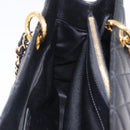 CHANEL Chain Tote Bag Caviar Skin Black Gold CC Auth 208554SAM-17