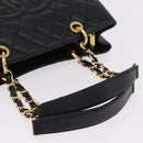 CHANEL Chain Tote Bag Caviar Skin Black Gold CC Auth 208554SAM-7